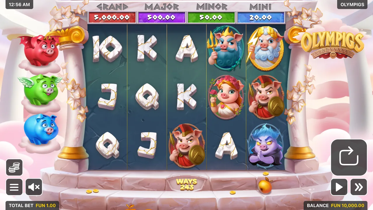 Olympigs official loaded gameplay interface with active controls visible