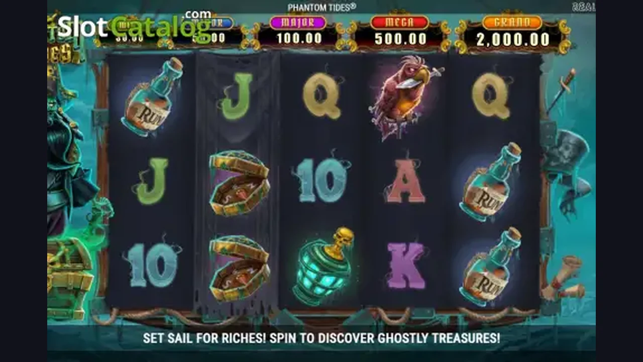 Phantom Tides gameplay screenshot showing the reels and interface