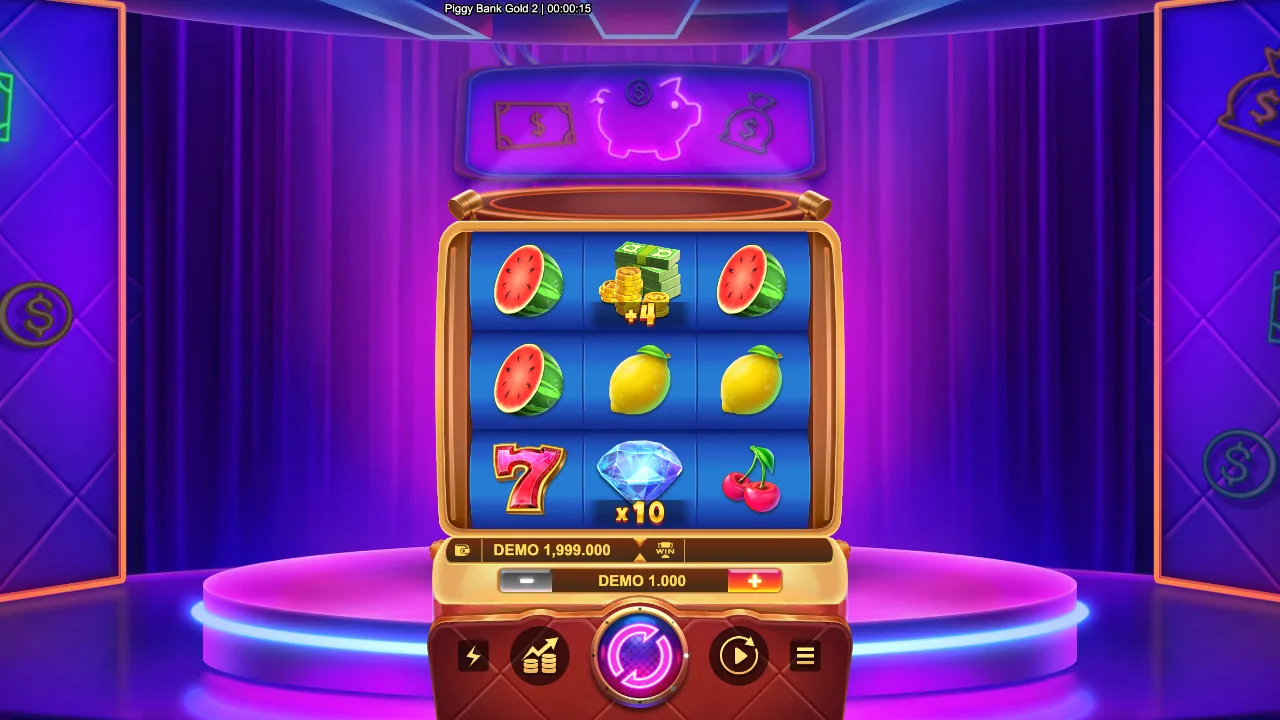 Piggy Bank Gold 2 loaded gameplay interface with active controls visible