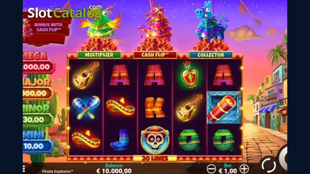 Pinata Explosivo gameplay screenshot showing the reels and game interface