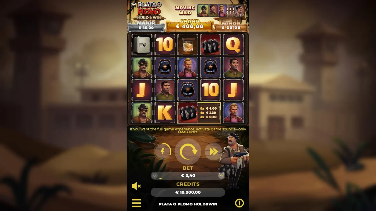Plata o Plomo Hold & Win loaded gameplay interface with active controls visible