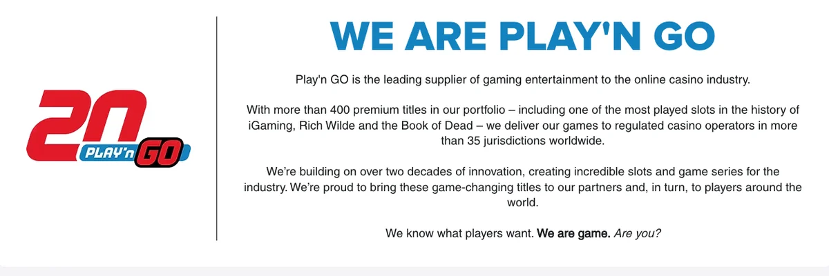 Play'n GO's official website, playngo.com