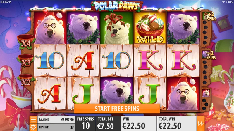 Polar Paws slot gameplay — polar bear themed reels
