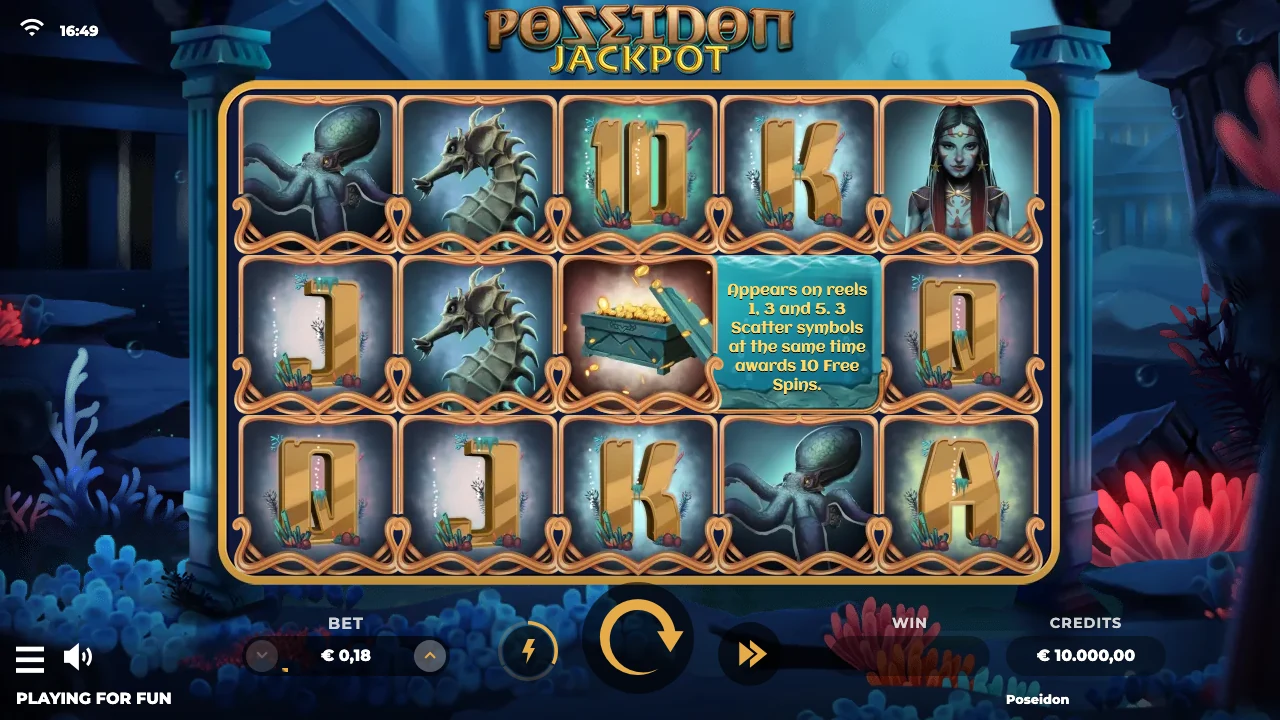 Poseidon Jackpot loaded gameplay interface with active controls visible