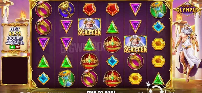 Gates of Olympus slot gameplay with Zeus multipliers
