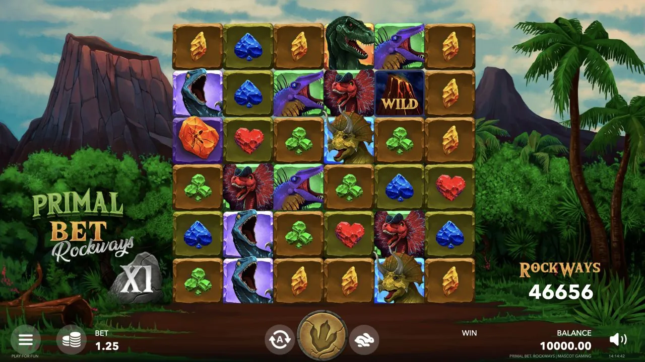 Primal Bet Rockways loaded gameplay interface with controls visible