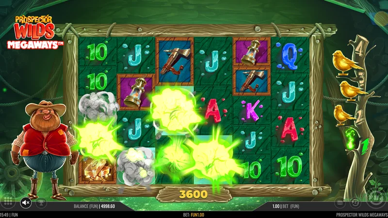 Prospector Wilds Megaways slot gameplay — gold rush mining reels