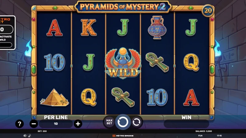 Pyramids of Mystery 2 slot key art — Egyptian themed reels