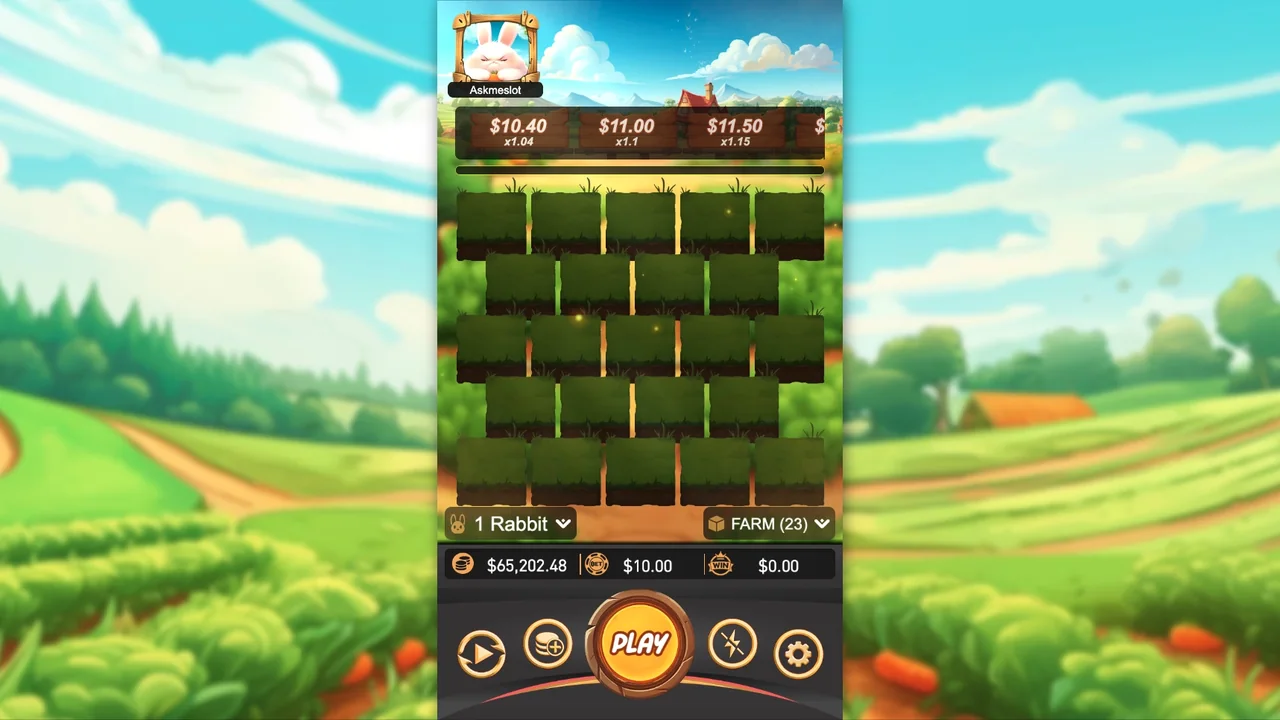 Rabbit Mines official loaded gameplay interface with active controls visible