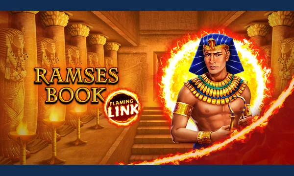 Ramses Book Flaming Link slot artwork by GAMOMAT