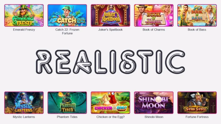 Realistic Games logo centred between ten essential slots