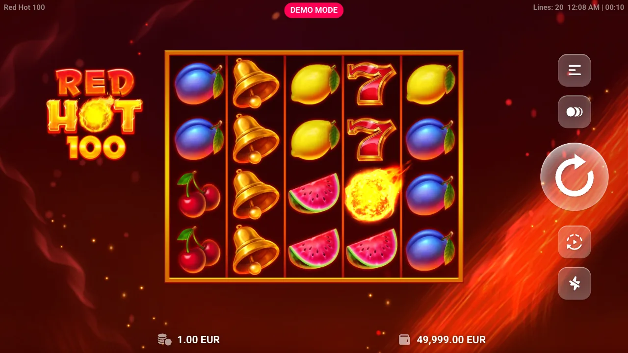 Red Hot 100 official loaded gameplay interface with active controls visible