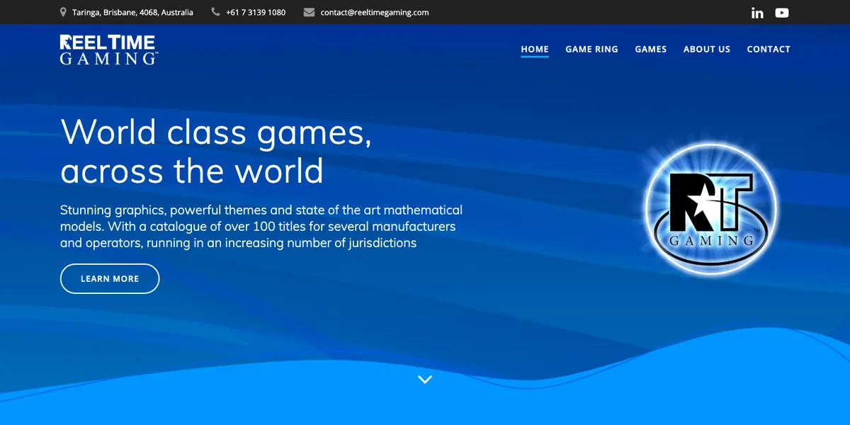 Reel Time Gaming's official website, reeltimegaming.com