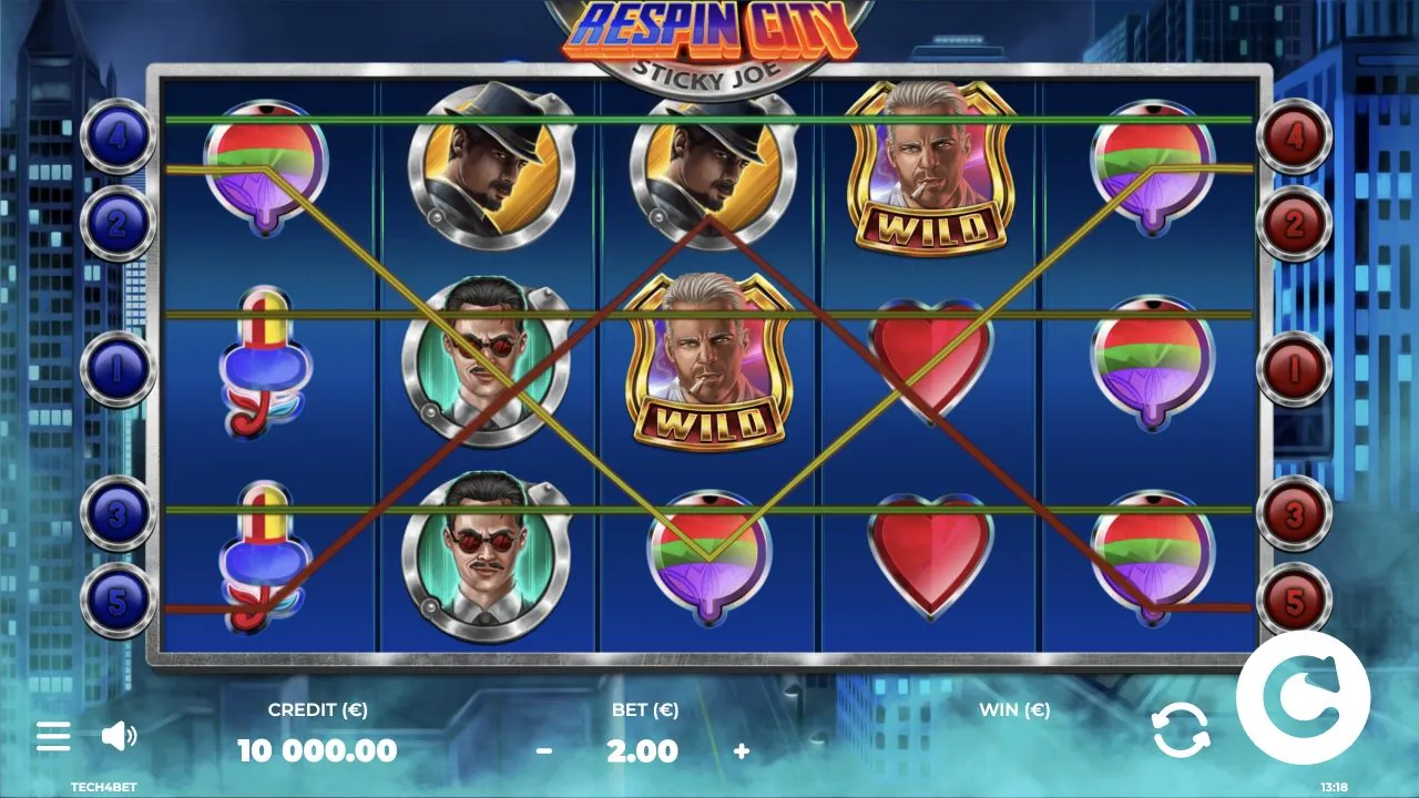 Respin City Sticky Joe loaded gameplay screen with reels and controls visible