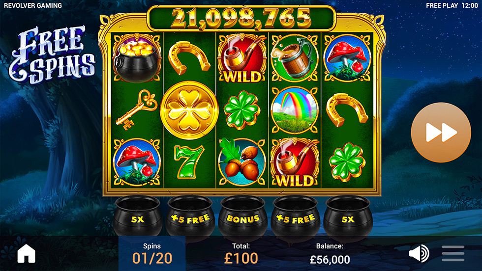 Irish Coins gameplay with stacked symbols