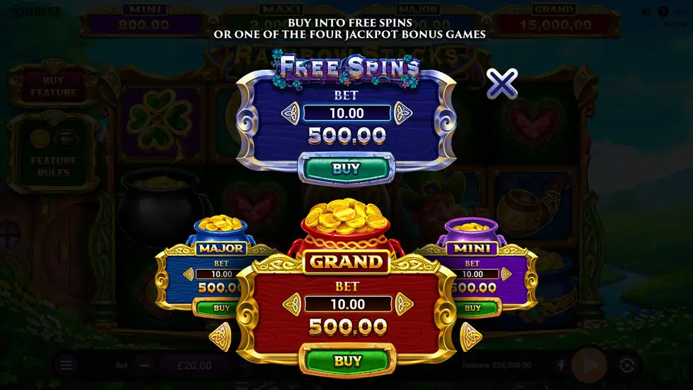 Rainbow Stacks gameplay with pots of gold and rainbow symbols