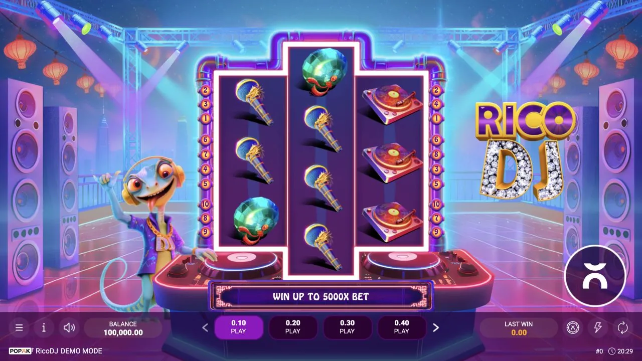 Rico DJ loaded gameplay interface with the game controls visible