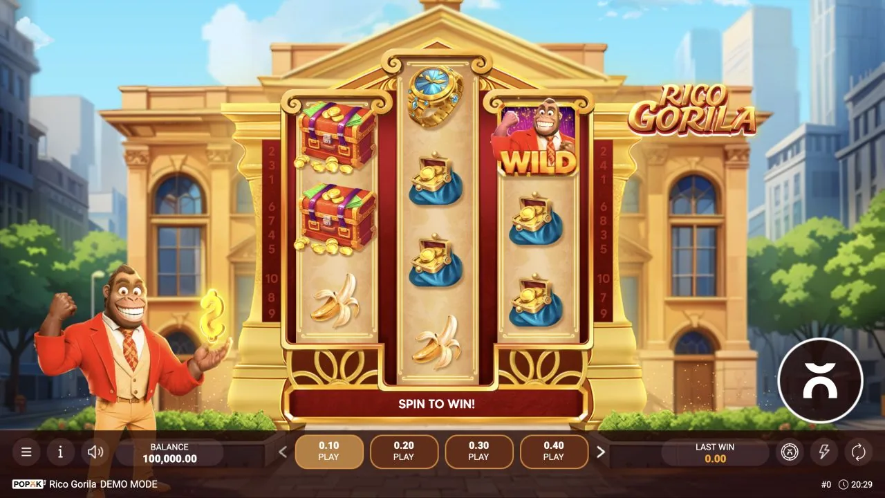 Rico Gorila loaded gameplay interface with the game controls visible