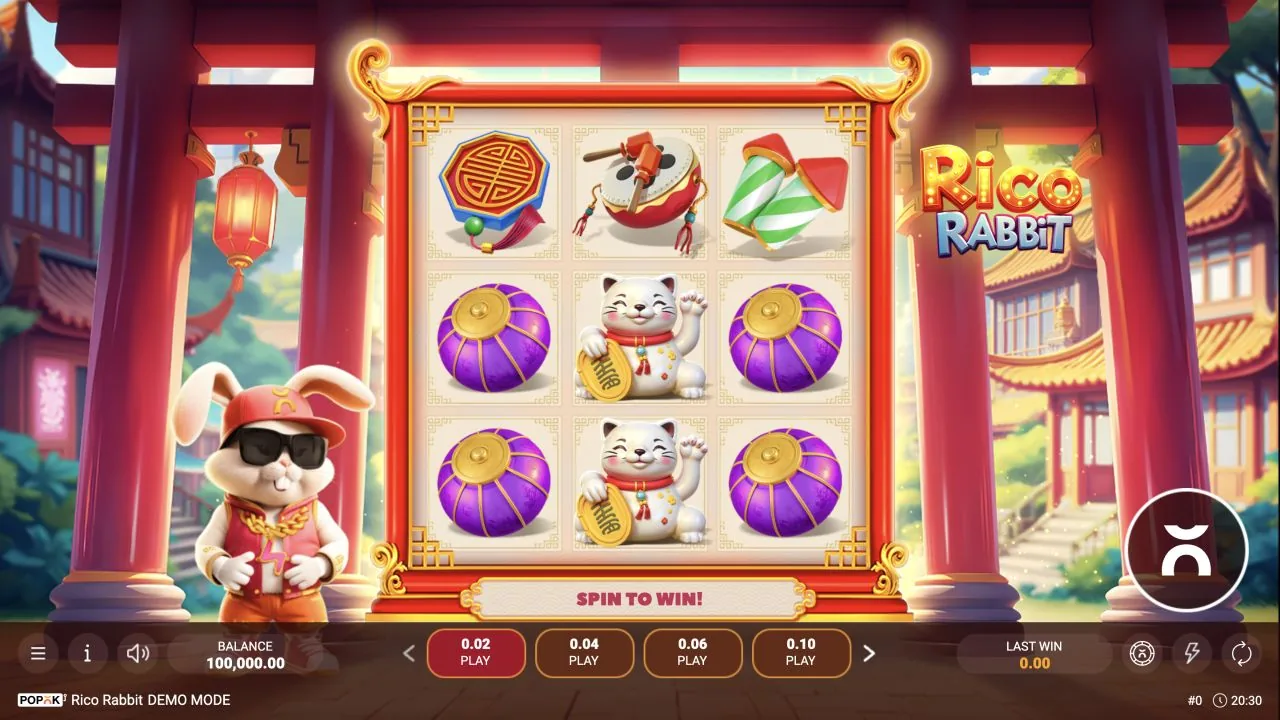 Rico Rabbit loaded gameplay interface with the game controls visible