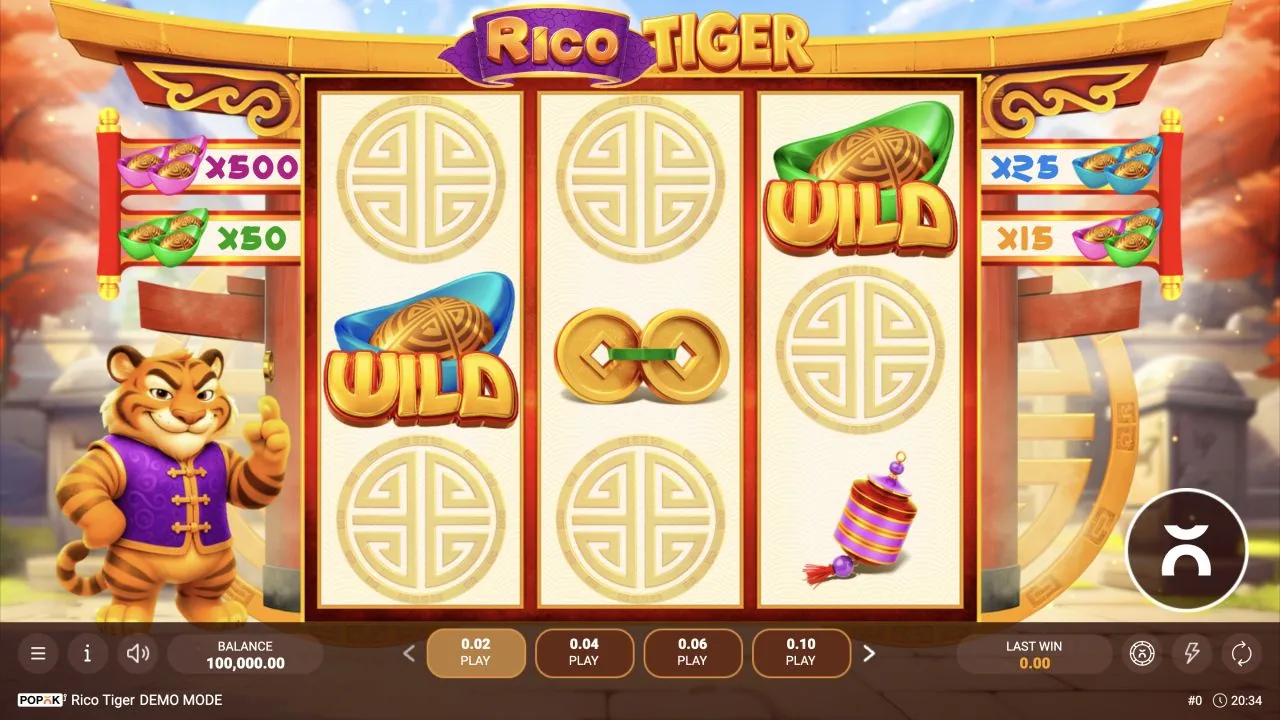 Rico Tiger loaded gameplay interface with the game controls visible