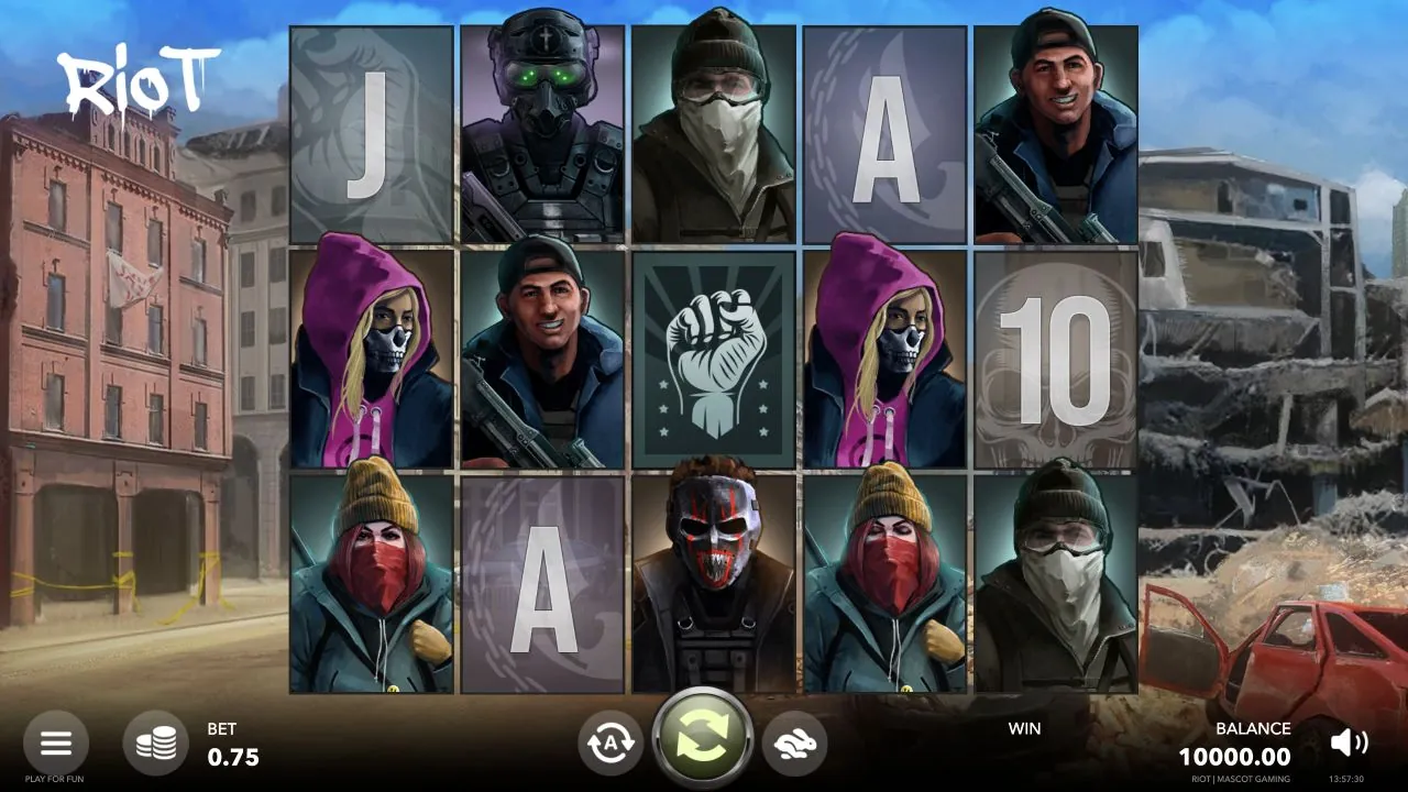 Riot loaded gameplay interface with controls visible