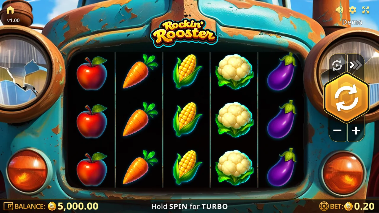 Rockin' Rooster loaded gameplay interface with active controls visible