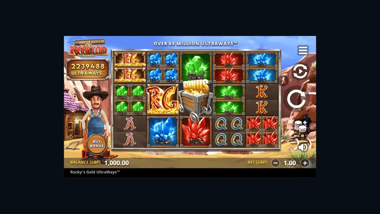 Rocky&rsquo;s Gold Ultraways gameplay screenshot showing the reels or playing interface