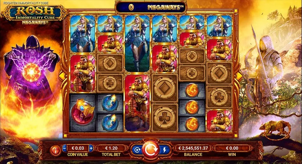 Rosh Immortality Cube Megaways gameplay screenshot showing the reels or game interface