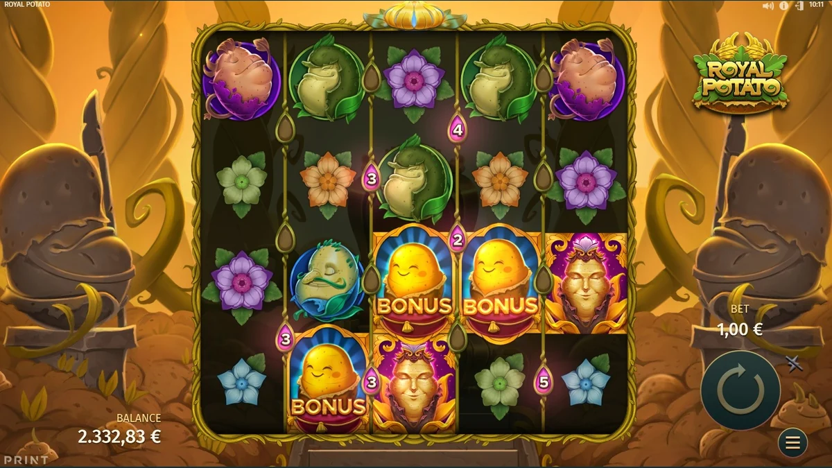 Royal Potato gameplay screenshot showing the reels and game interface