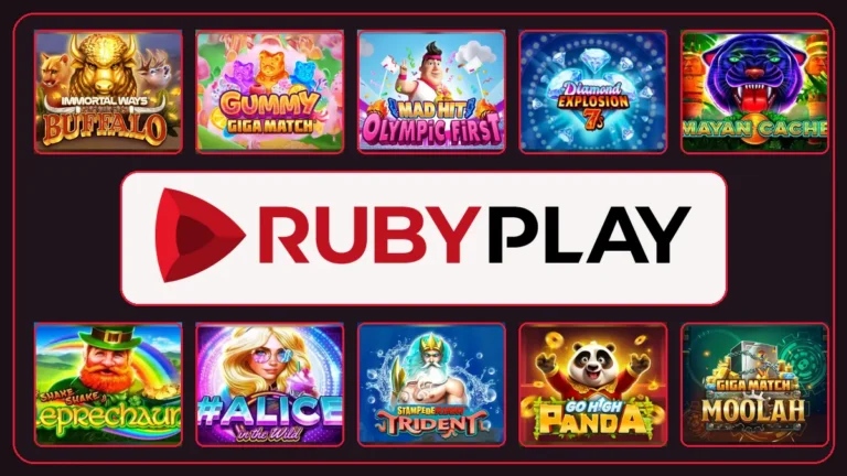 Ten RubyPlay games arranged around the official RubyPlay logo