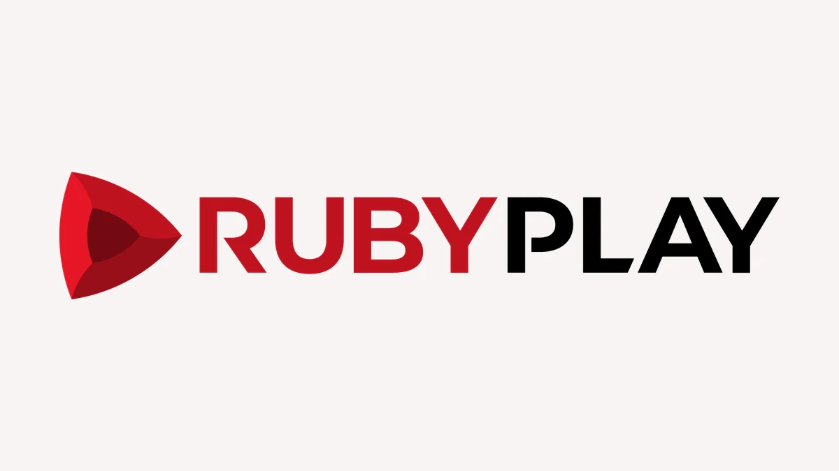 Official RubyPlay logo on a continuous warm white background