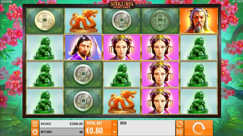 Sakura Fortune slot gameplay — Japanese princess themed reels