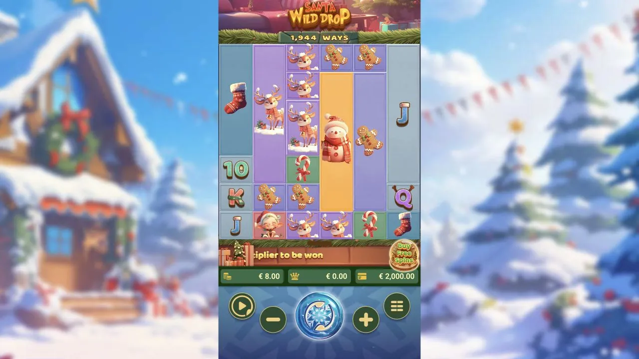 Santa Wild Drop loaded gameplay interface with reels and controls visible