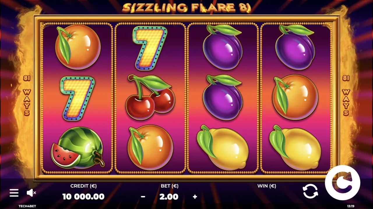 Sizzling Flare 81 loaded gameplay screen with reels and controls visible