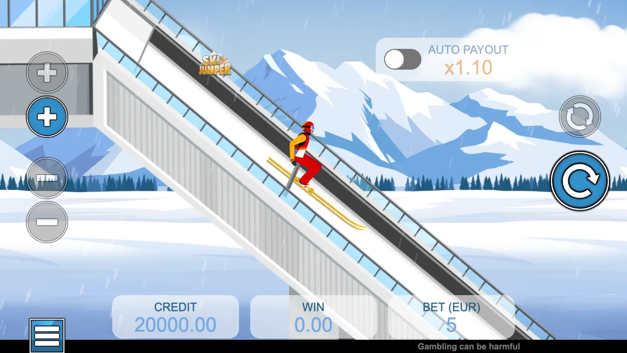 Ski Jumper loaded gameplay interface with active controls visible