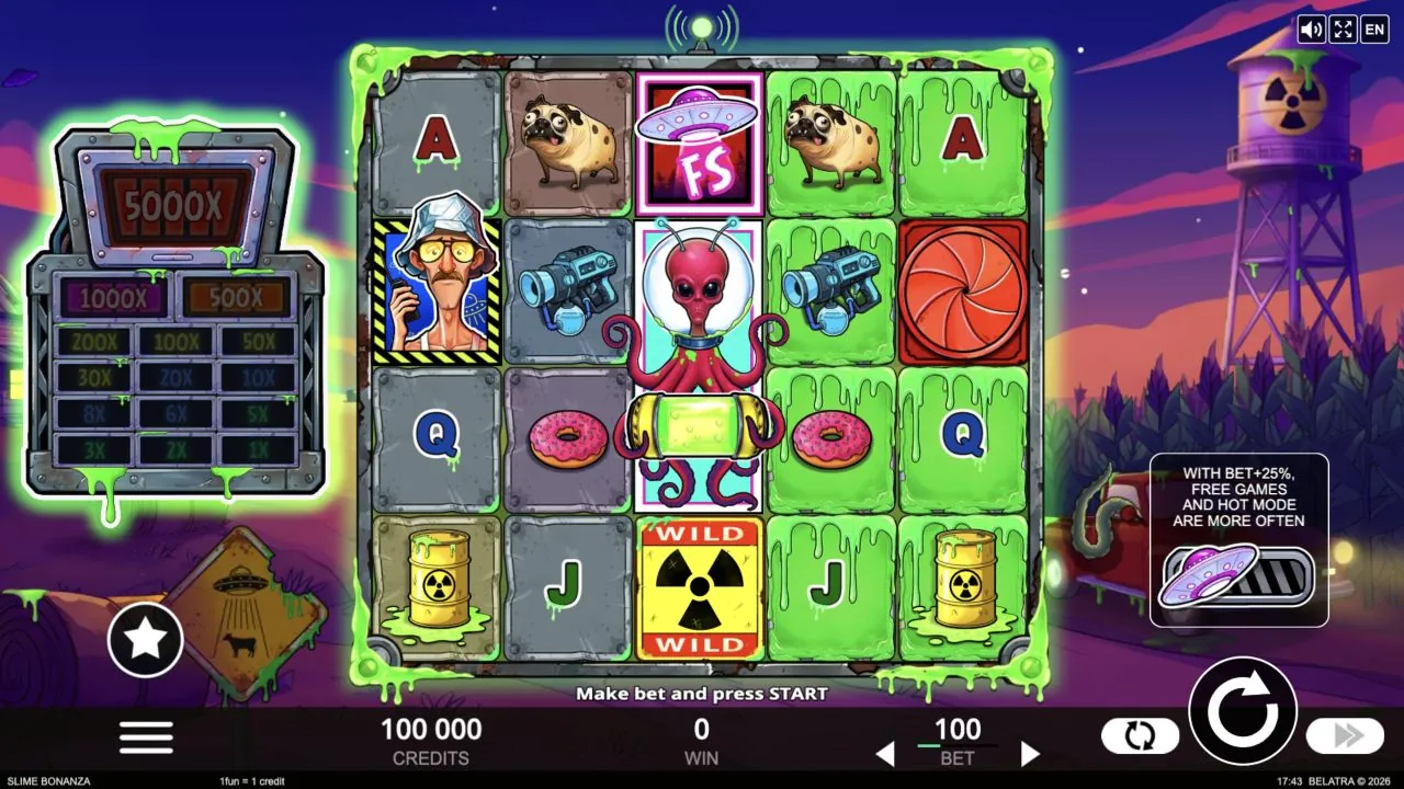Slime Bonanza loaded gameplay interface with playing area and controls visible
