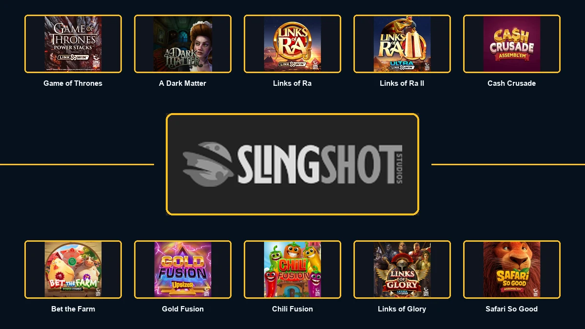 Slingshot Studios logo surrounded by ten essential slots
