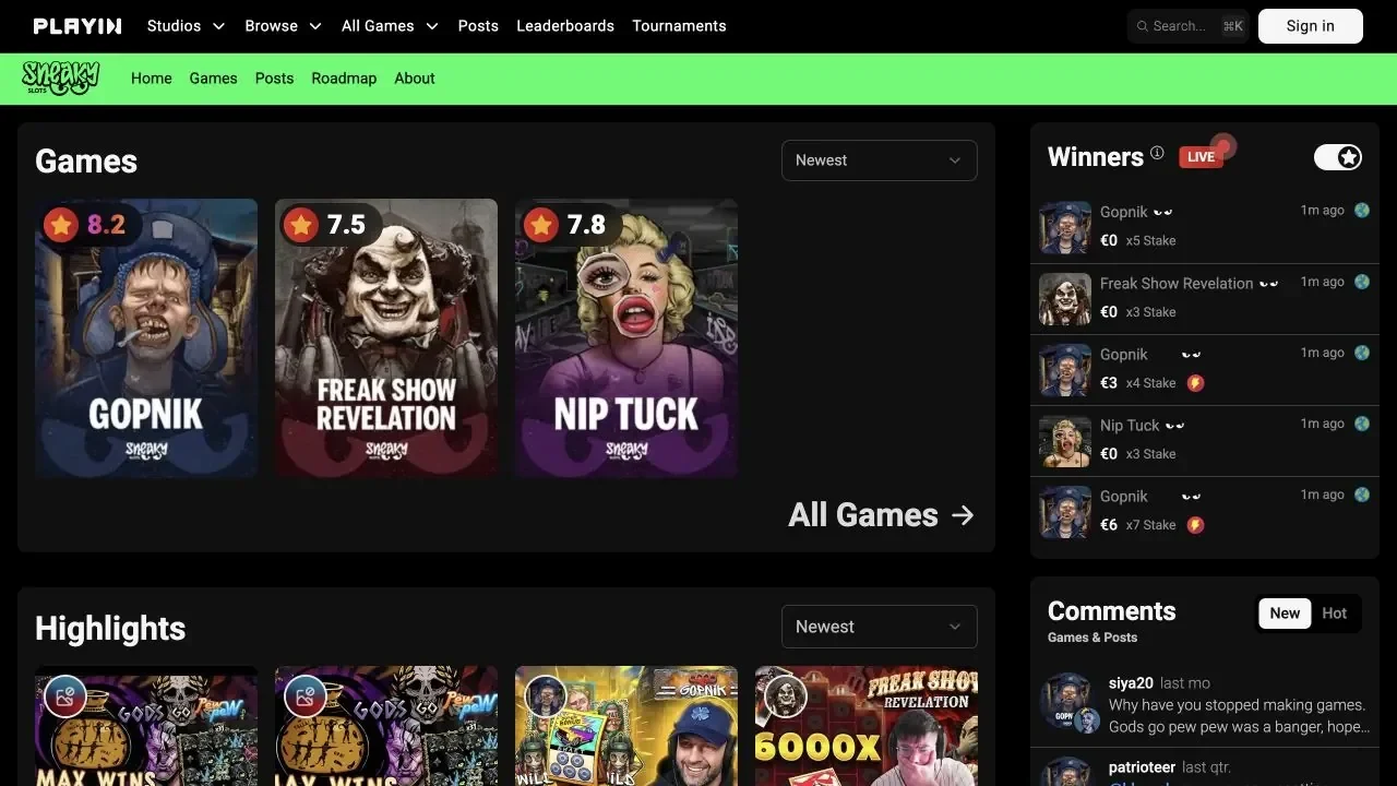 Official Sneaky Slots website