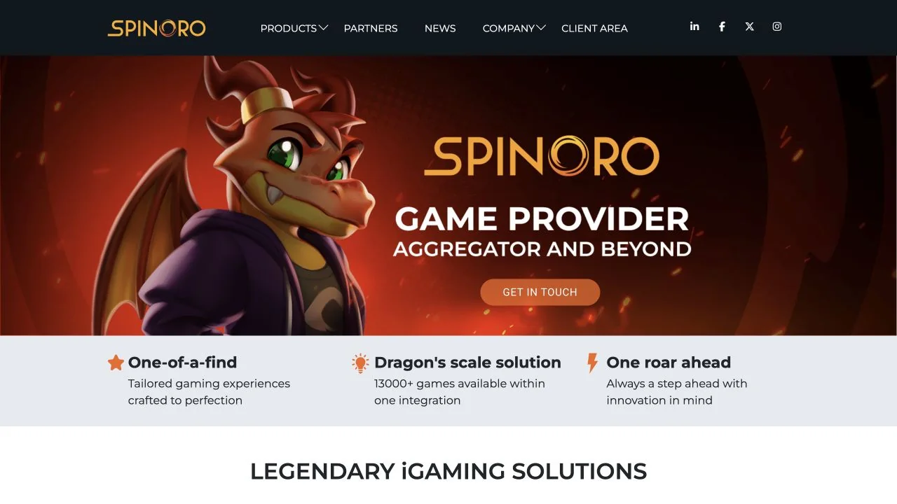 SpinOro official website homepage