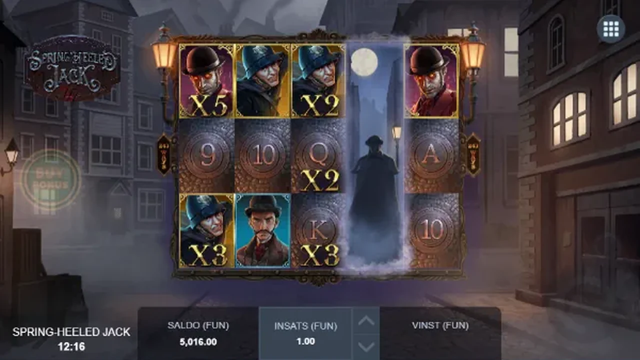 Spring Heeled Jack gameplay showing reels and controls