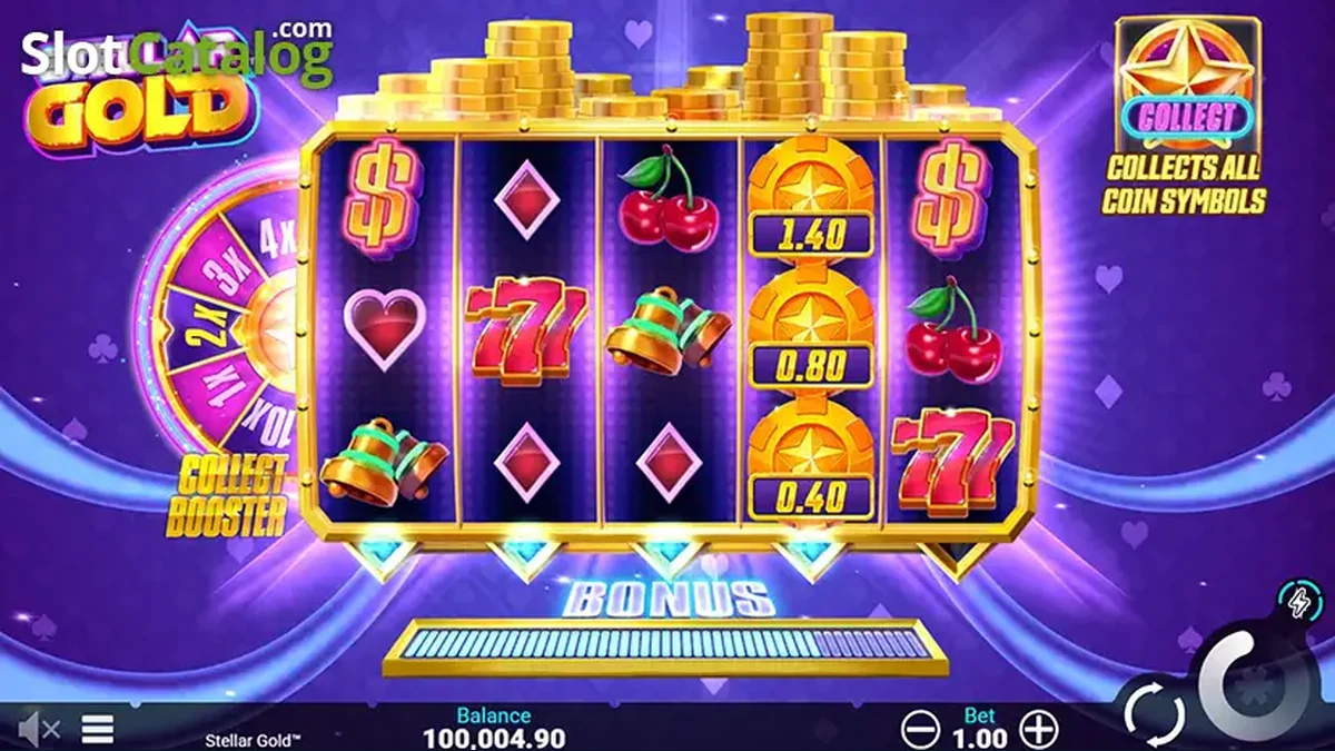 Stellar Gold gameplay screenshot showing the reels and game interface