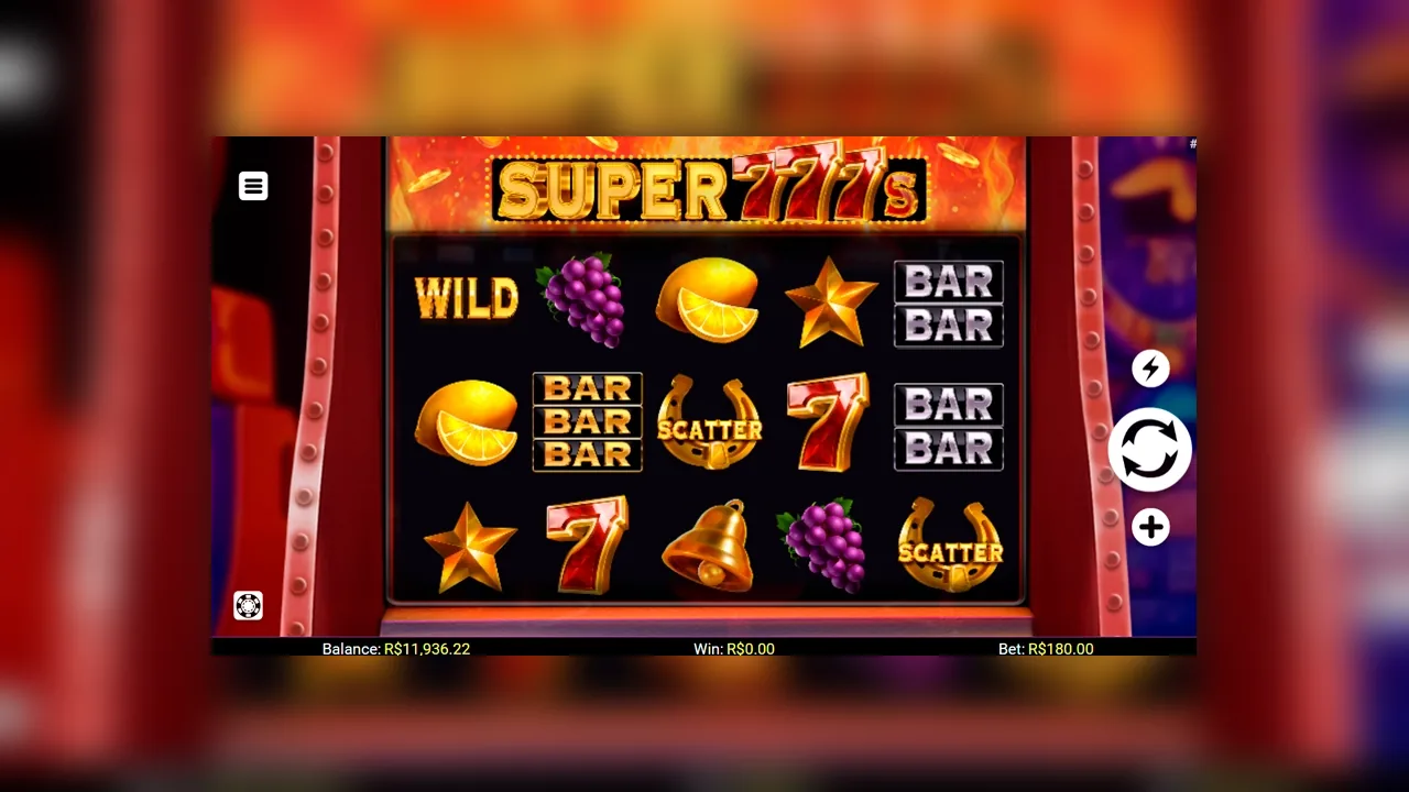 Super 777s loaded game interface with active controls