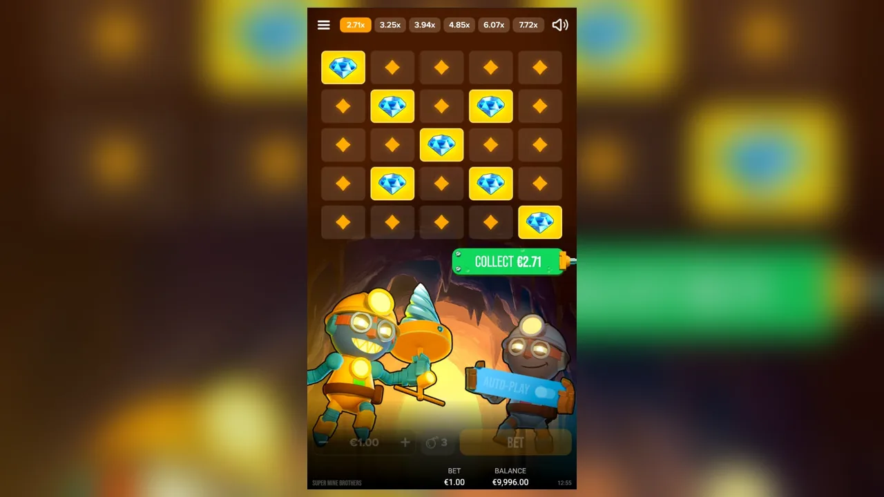 Super Mine Bros. loaded gameplay interface with active controls