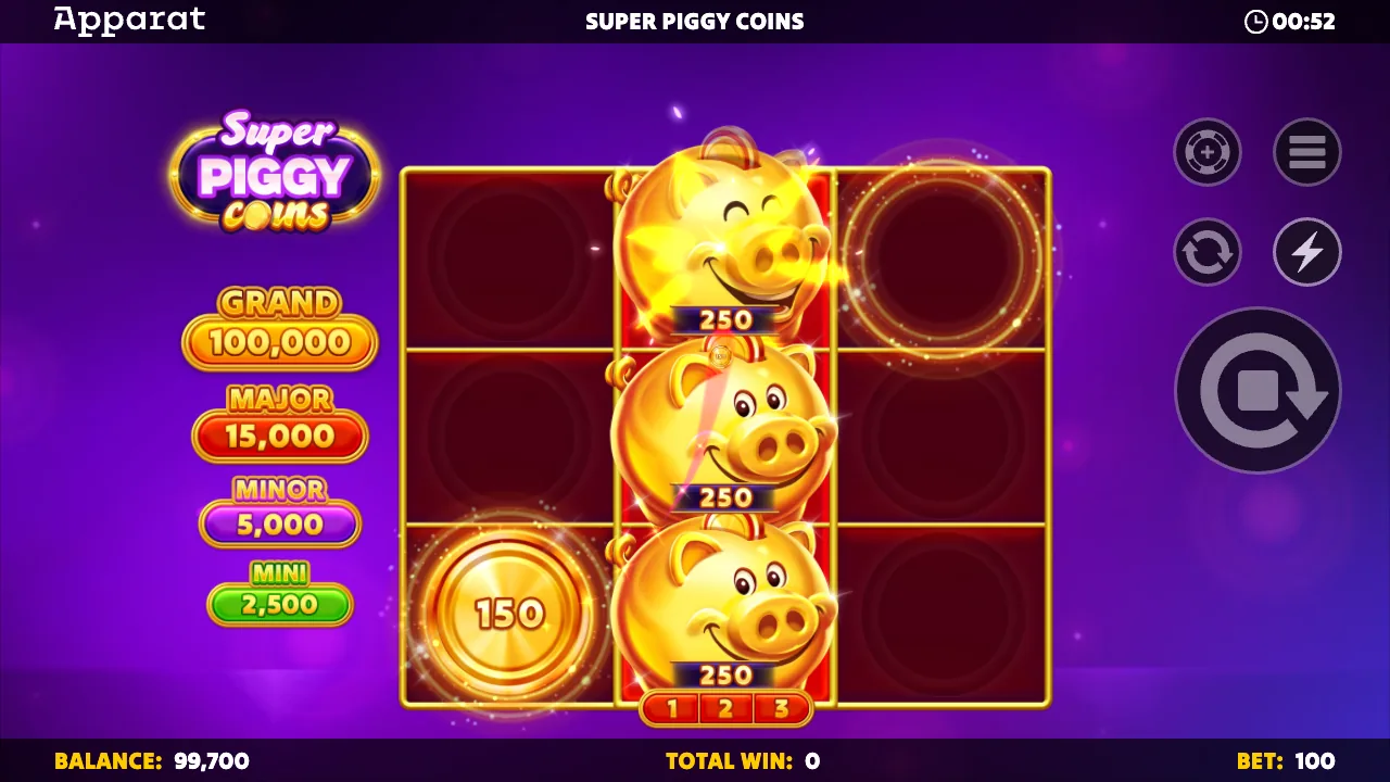 Super Piggy Coins official loaded gameplay interface with active controls visible