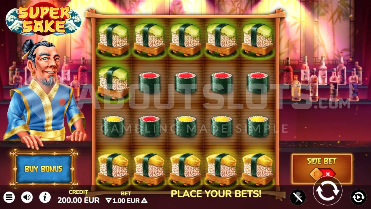 Super Sake official loaded gameplay interface with active controls visible