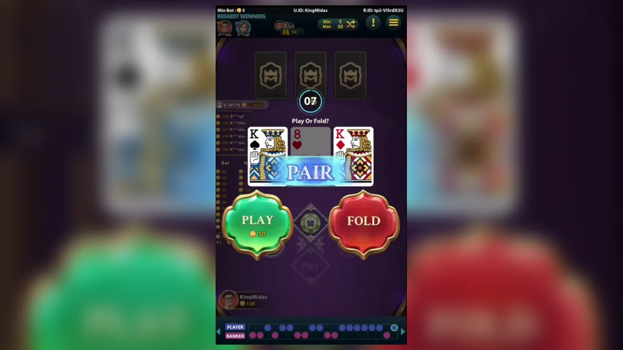 Teen Patti Blitz official loaded gameplay interface with active controls visible
