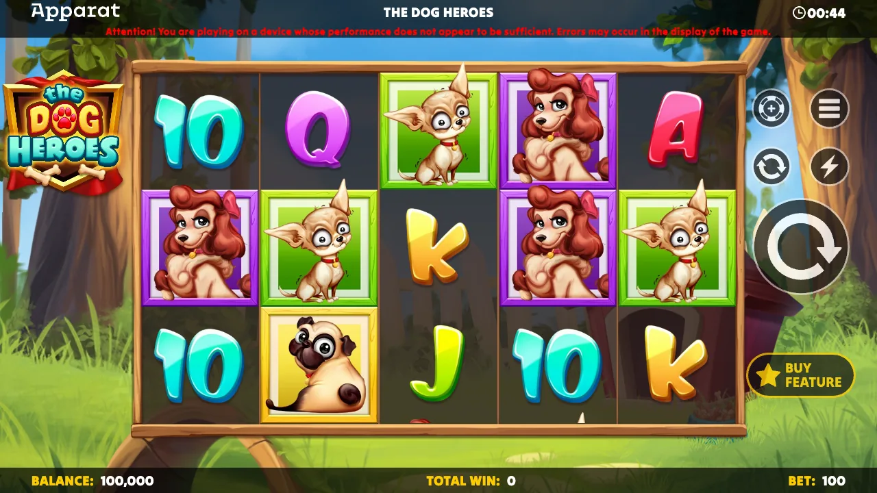 The Dog Heroes official loaded gameplay interface with active controls visible