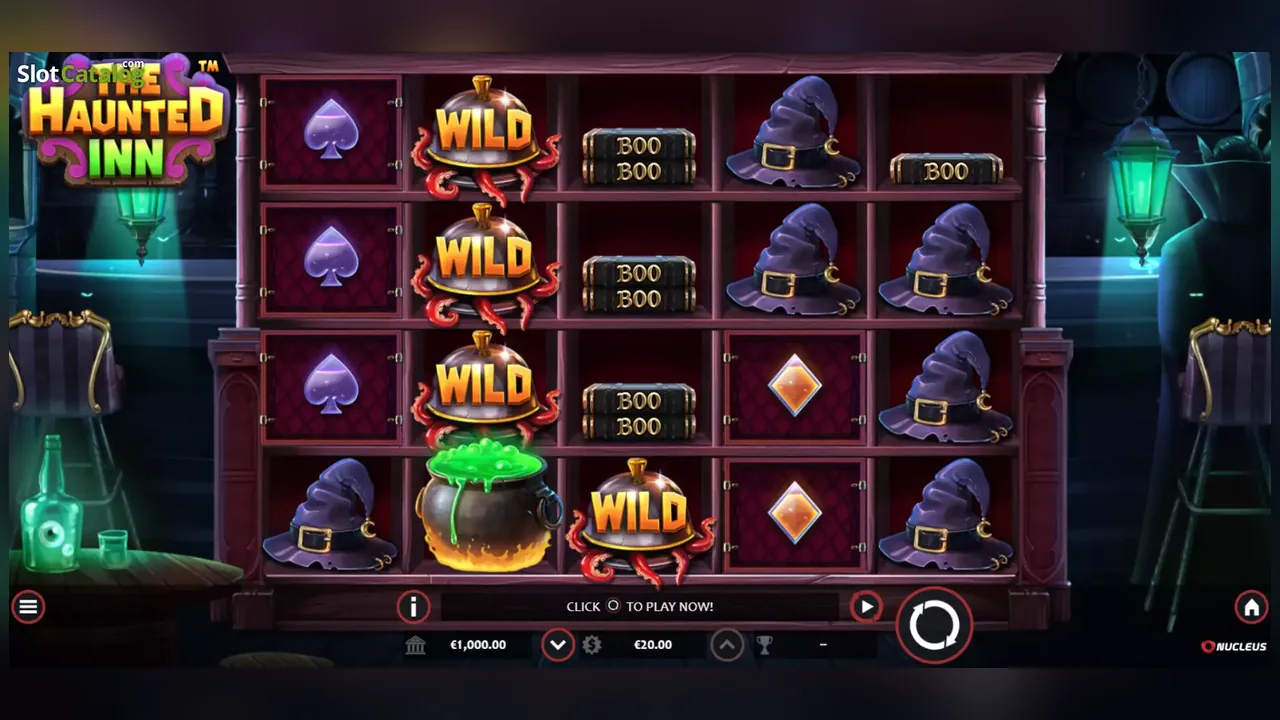 The Haunted Inn loaded gameplay interface with reels and controls