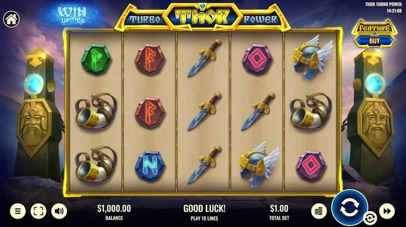 Thor Turbo Power slot gameplay — Norse mythology reels with nudging wilds