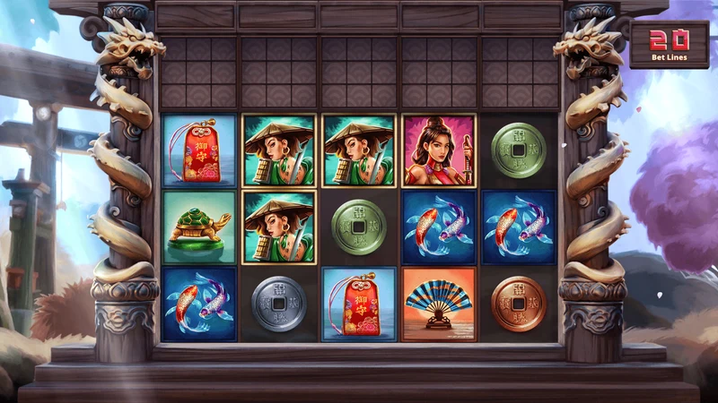 Three Samurai slot gameplay — Japanese warrior themed reels